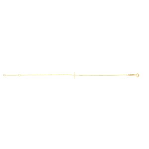 14K Gold CZ Side Cross Bracelet