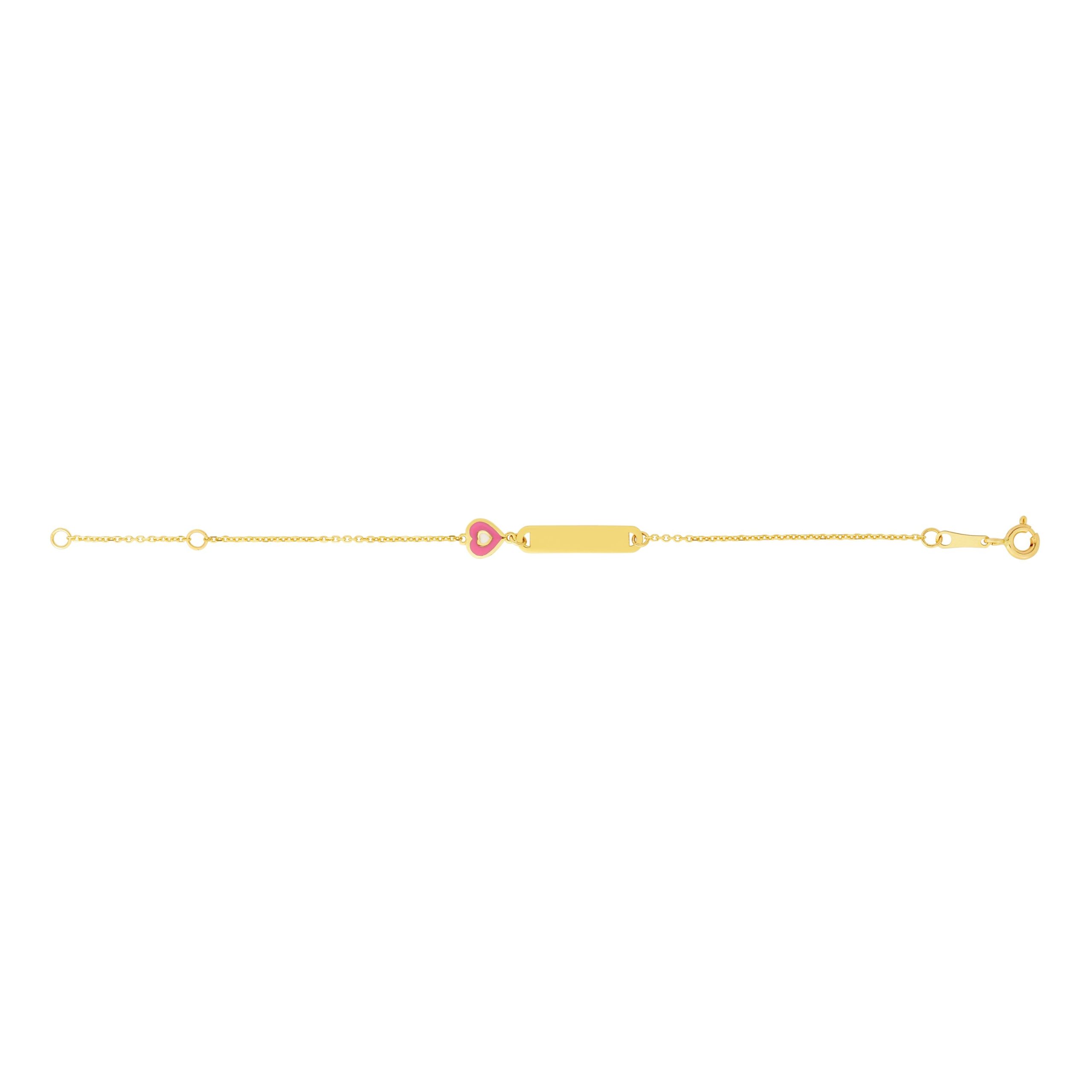 14K Gold Heart ID Bracelet