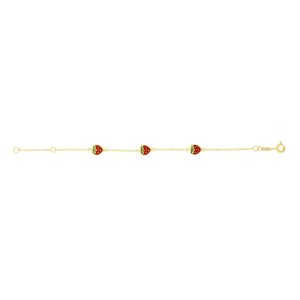 14K Gold Enamel Strawberry Bracelet
