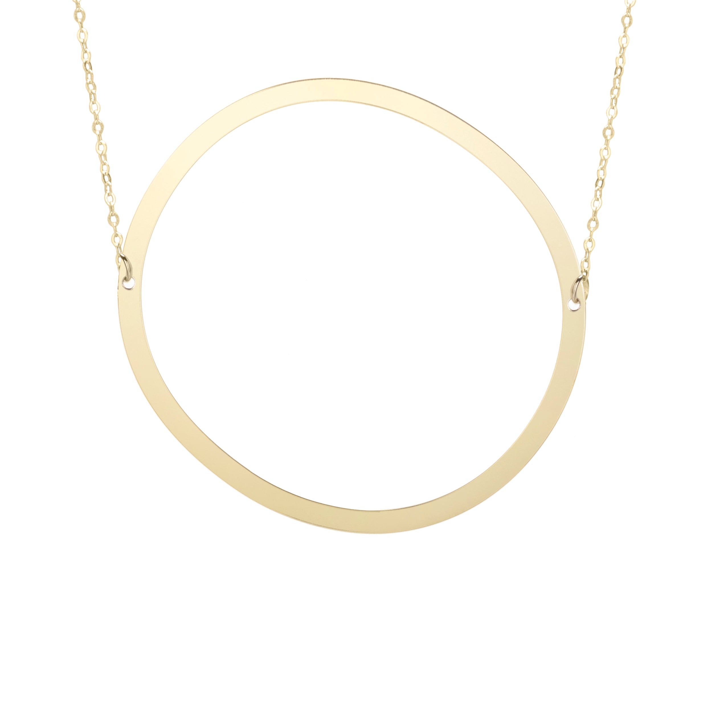14K Gold Large Initial O Necklace
