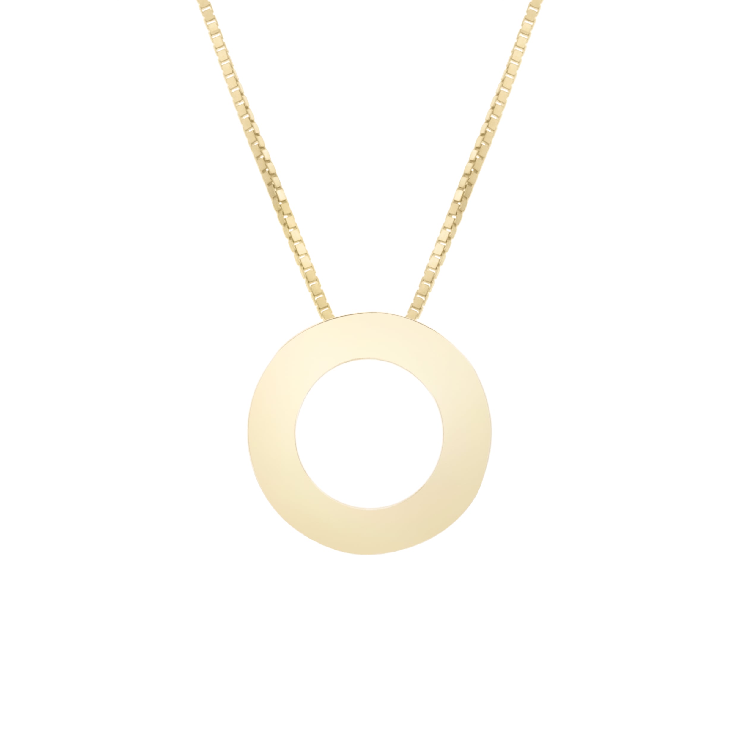 14K Gold Block Letter Initial O Necklace