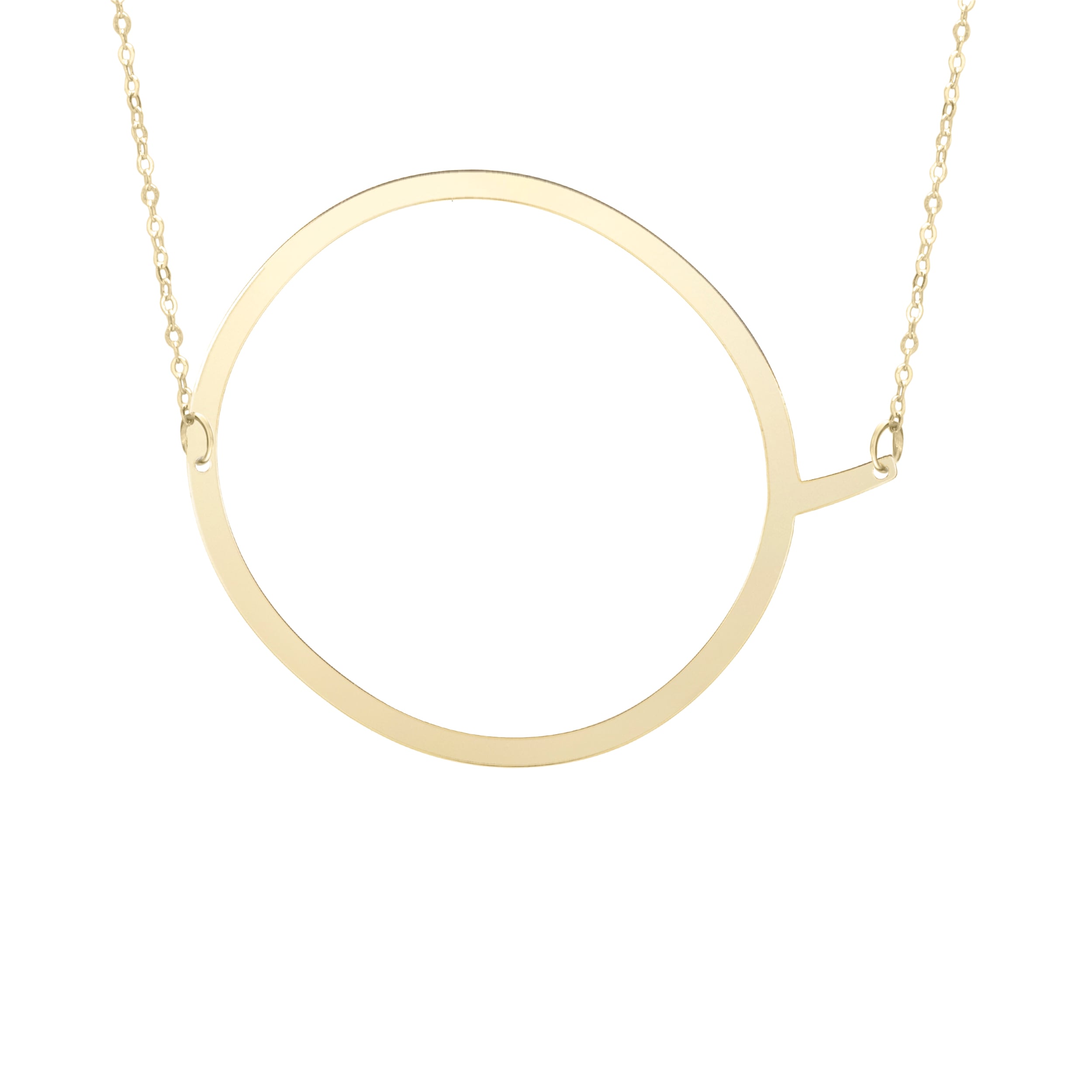 14K Gold Large Initial Q Necklace