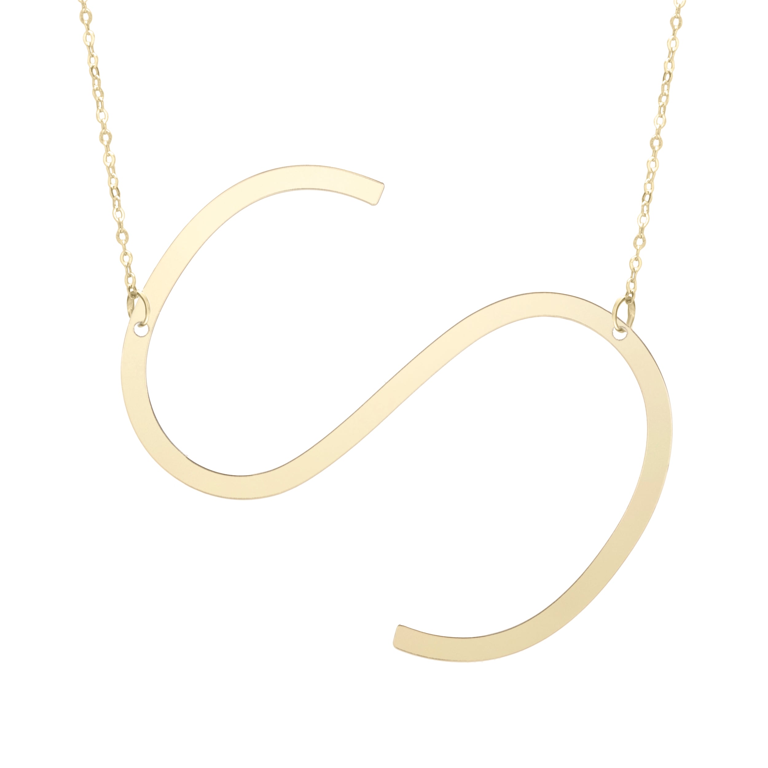 14K Gold Large Initial S Necklace