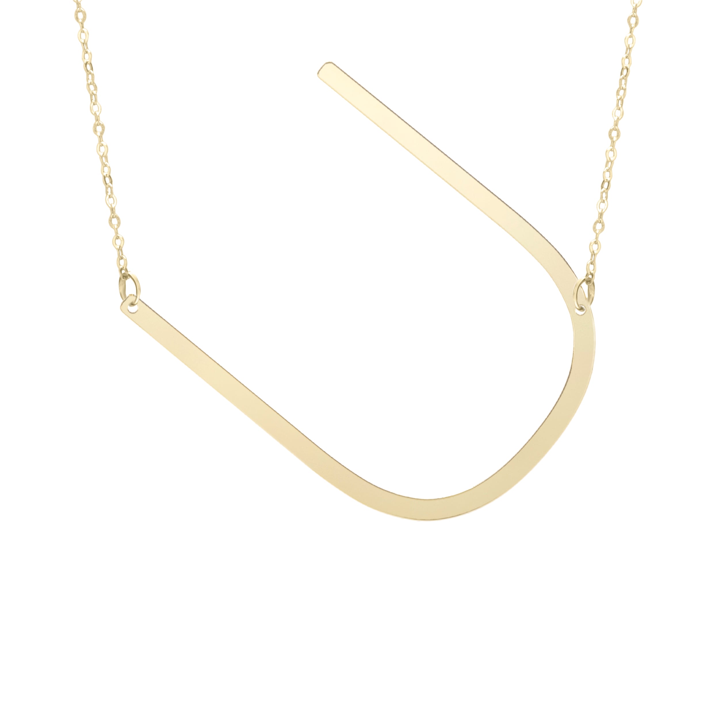 14K Gold Large Initial U Necklace
