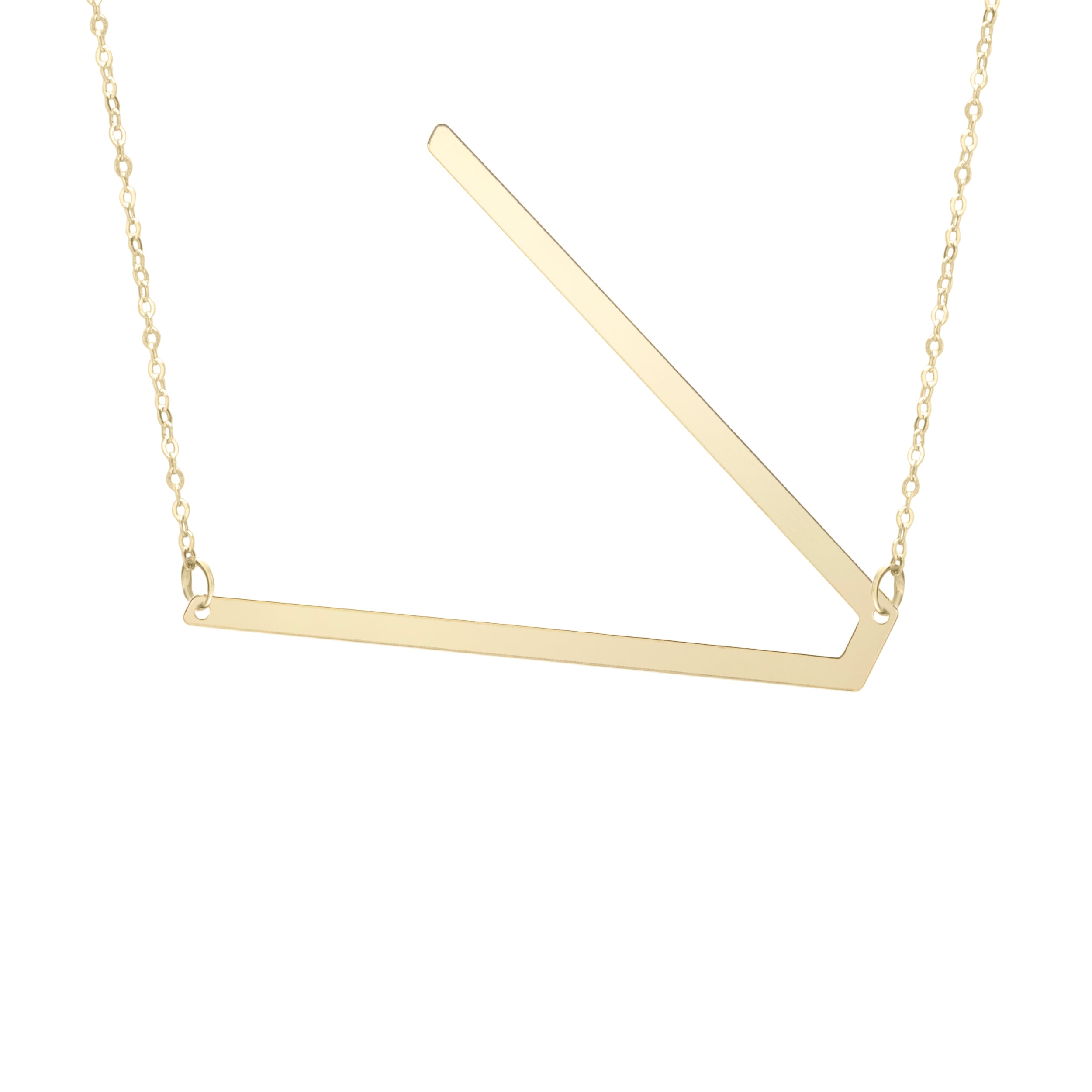 14K Gold Large Initial V Necklace