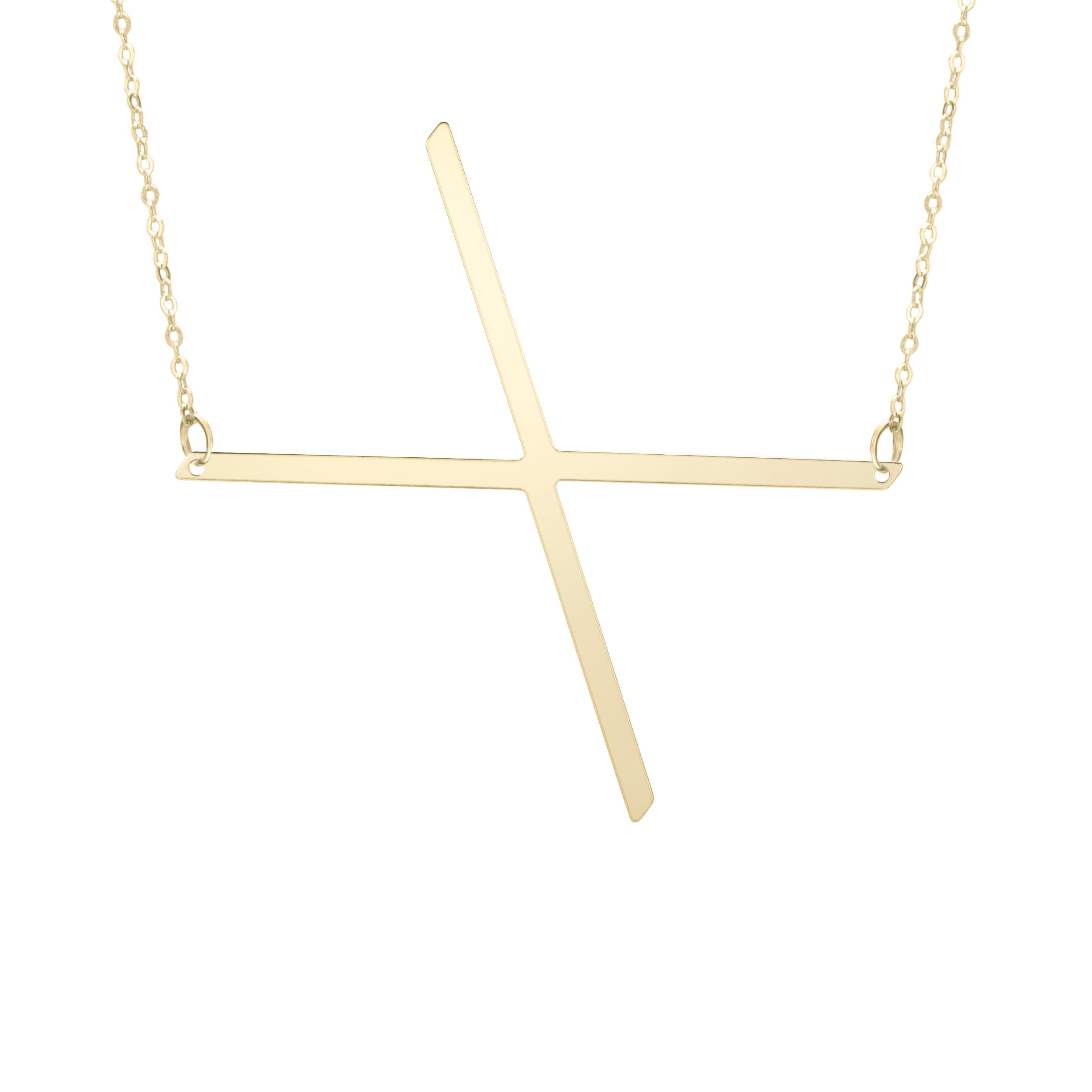 14K Gold Large Initial X Necklace