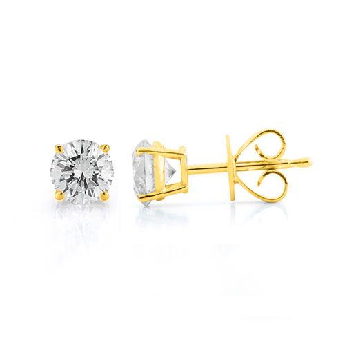 1.25 ctw Four Prong Studs in Yellow Gold