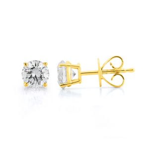 1.00 ctw Four Prong Studs in Yellow Gold