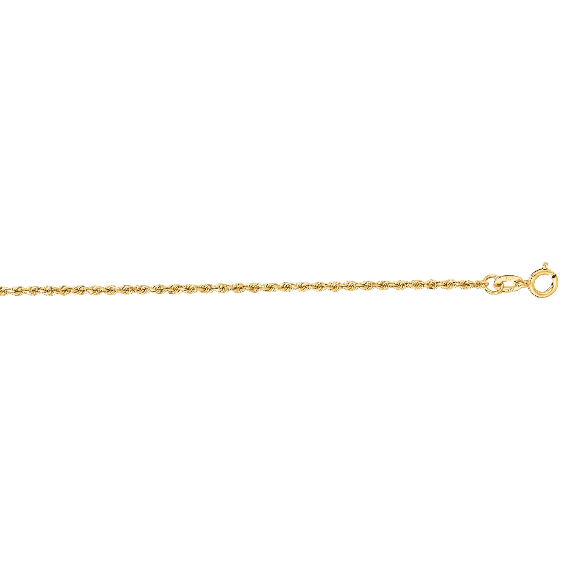 14K Gold 16" 1.4mm Diamond Cut Royal Rope Chain