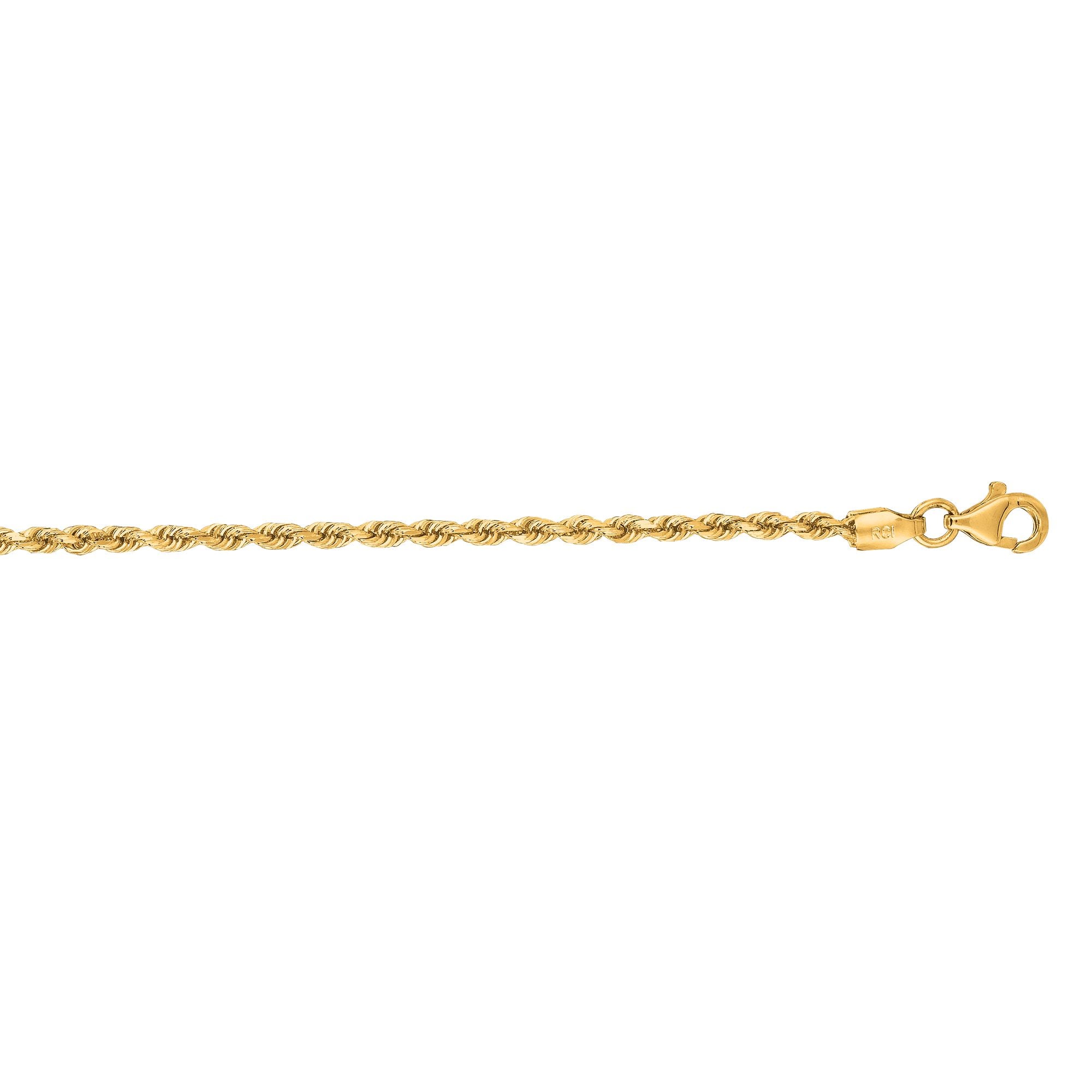 14K Gold 24" 2mm Diamond Cut Royal Rope Chain