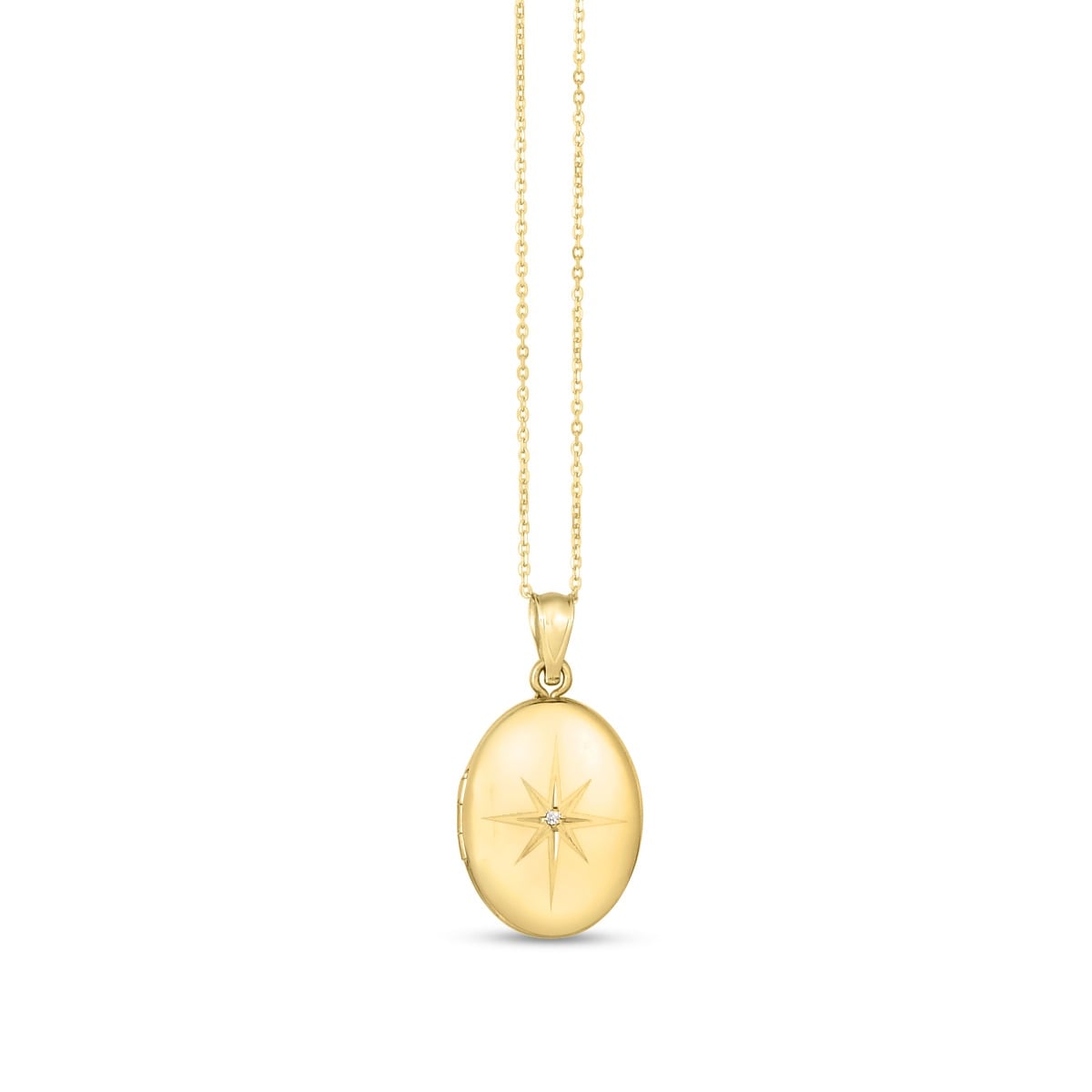 14K Diamond Oval North Star Locket