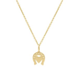 14K Heart & Horseshoe Pendant