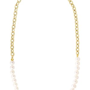 14k Gold Link and Pearl Necklace
