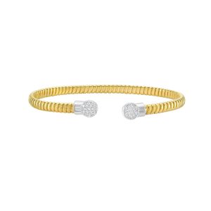 14K Diamond Round End Tubogas Cuff