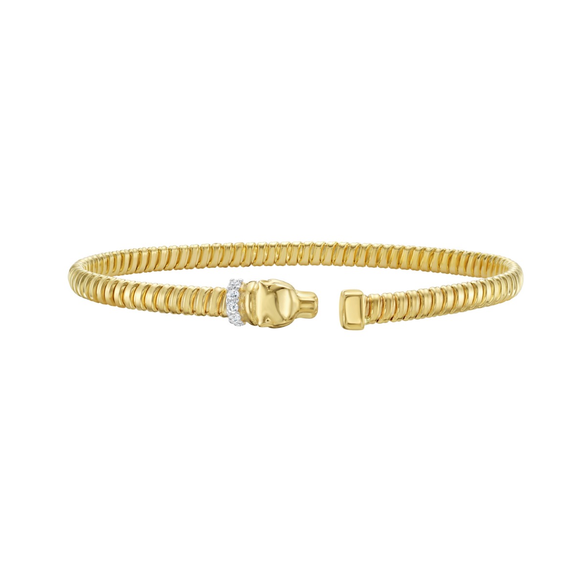 14K Diamond Panther Tubogas Cuff