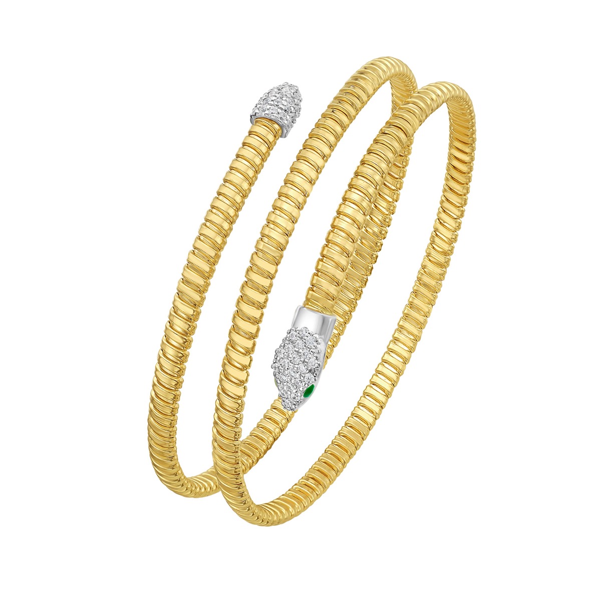 14K Diamond Snake Tubogas Bangle