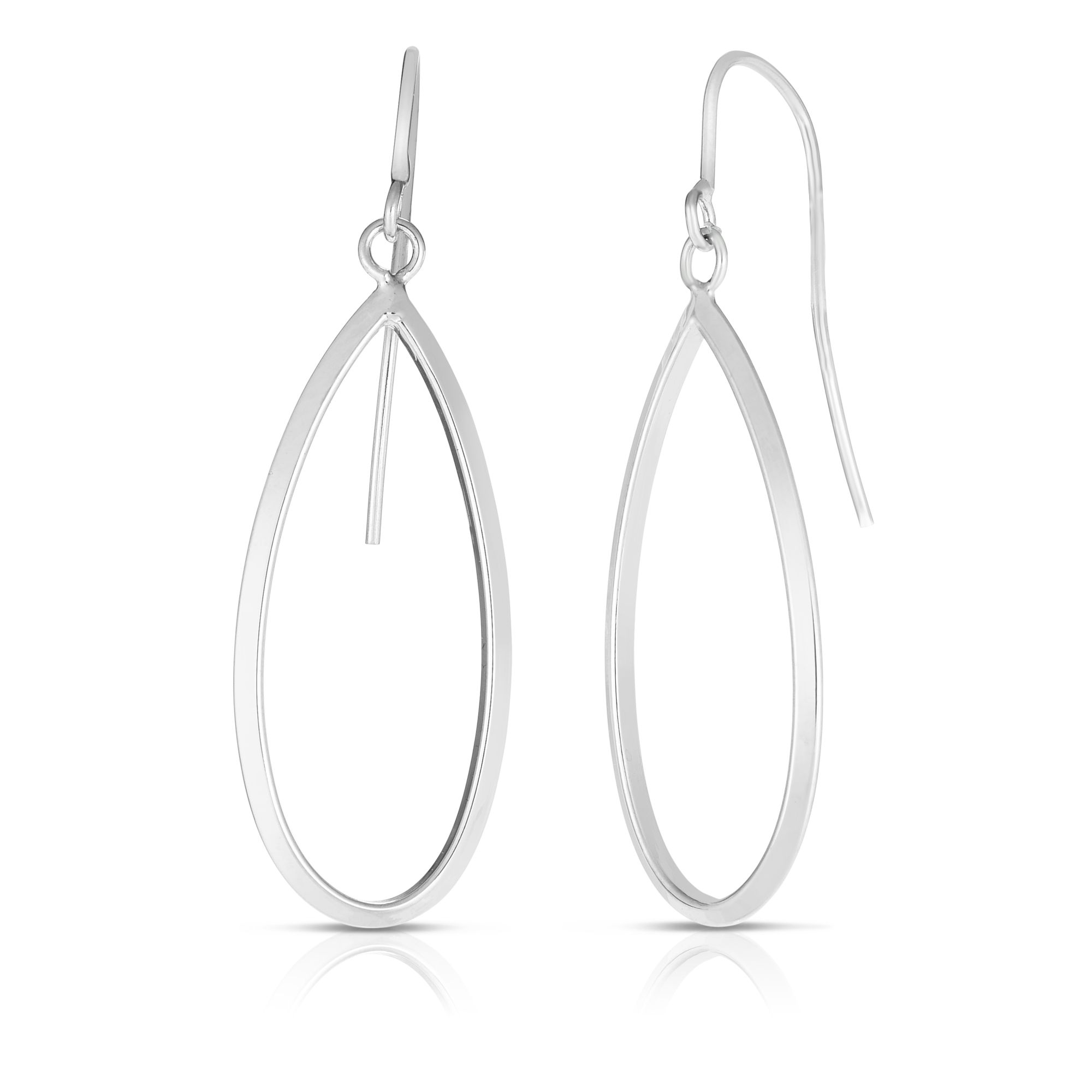 14K Gold Graduated Open Oval Dangle Earring