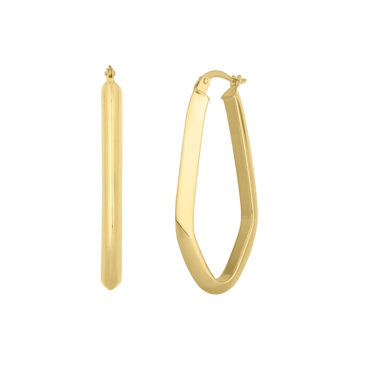 10K Geometric Oval Hoop Earring