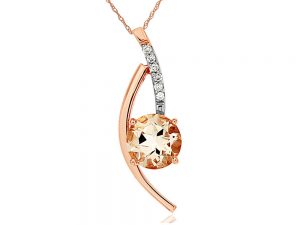 This charming Morganite Pendant features 0.05 ct of Diamond and 1.1 ct of Morganite. The Pendant is made of 14K Rose Gold
