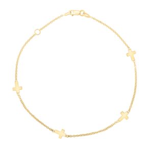 14K Gold Cross Anklet