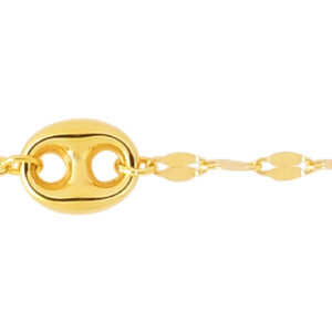 14K Gold Mirror Chain and Puffed Mariner Station Anklet