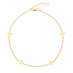 10K Sideways Cross Anklet